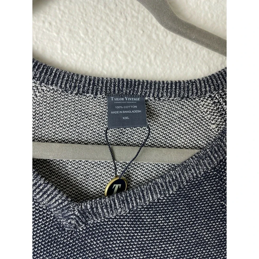 Tailor Vintage Men's‎ Pullover Sweater Blue Melange Reversible V Neck XXL
